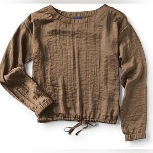 Aeropostale Olive Green Crew Neck Long Sleeve Drawstring Waist‎ Top Blouse XS